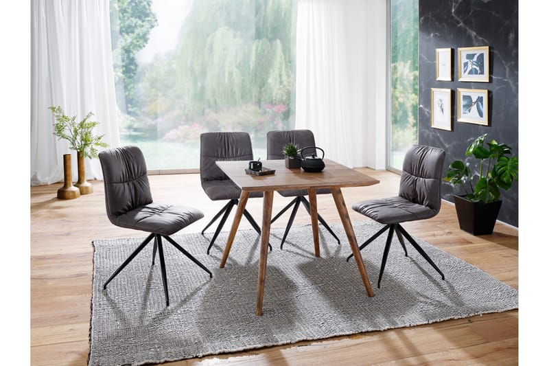 Iviana Spisebord 80 cm i Træ med Valnøddeudseende - Brun - Møbler - Borde - Spisebord og køkkenbord