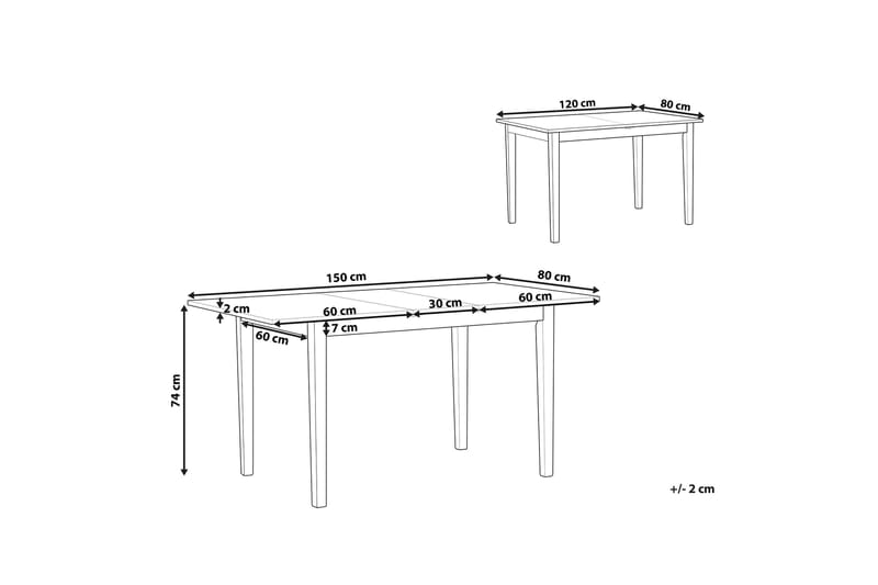 Jadwin Spisebord 150 cm Sammenfoldeligt - Hvid/Lysebrun - Spisebord og køkkenbord - Semmenfoldeligt bord