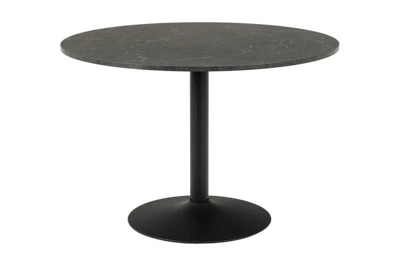 Jora Rundt Spisebord 110 cm med Marmorudseende, Sort