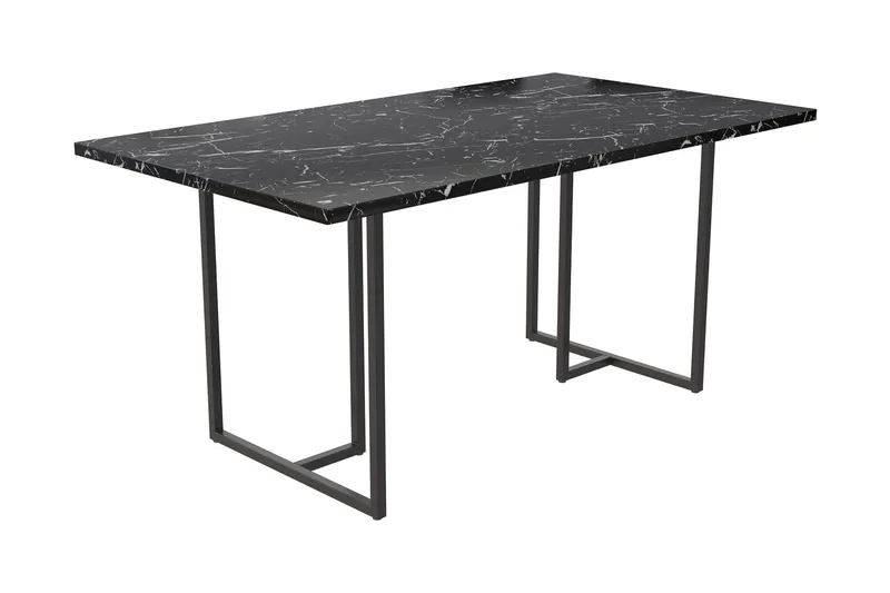 Kaiti Rektangulært Spisebord 163 cm i Metal og Træ med Marmorudseende - Sort - Møbler - Borde - Spisebord og køkkenbord