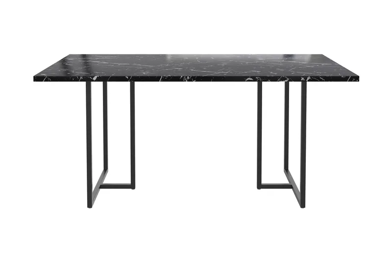 Kaiti Rektangulært Spisebord 163 cm i Metal og Træ med Marmorudseende, Sort