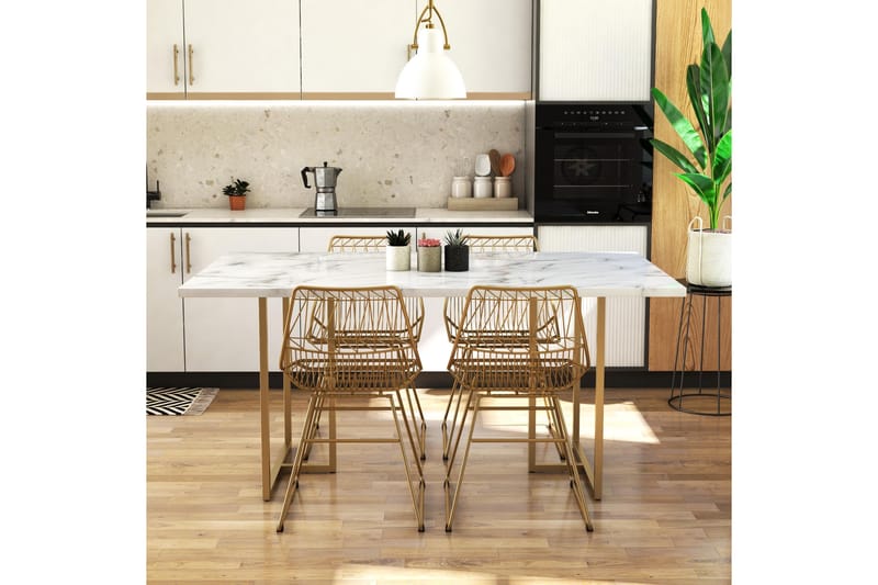 Kaiti Spisebord Marmor - Hvid - Spisebord og køkkenbord