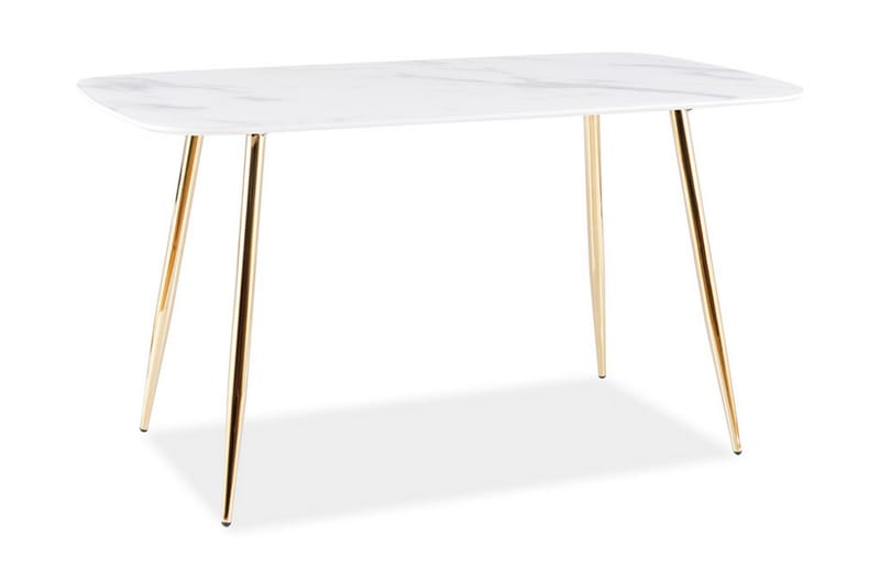 Keres Spisebord 140 cm Marmorlook - Glas/Hvid/Guld - Spisebord og køkkenbord