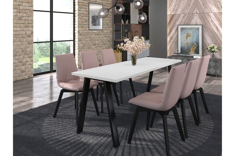 Kleos Spisebord 185 cm, Hvid/Sort