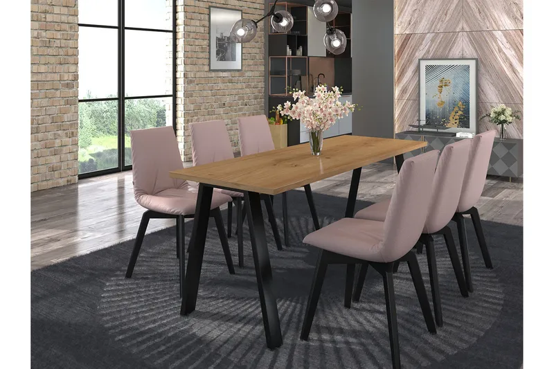 Kleos Spisebord 185 cm - Natur/Sort - Møbler - Borde - Spisebord og køkkenbord