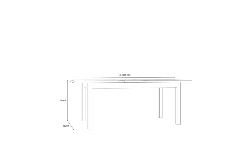 Konitsa Udvideligt Matbord 160 cm - Brun/Sort - Spisebord og køkkenbord