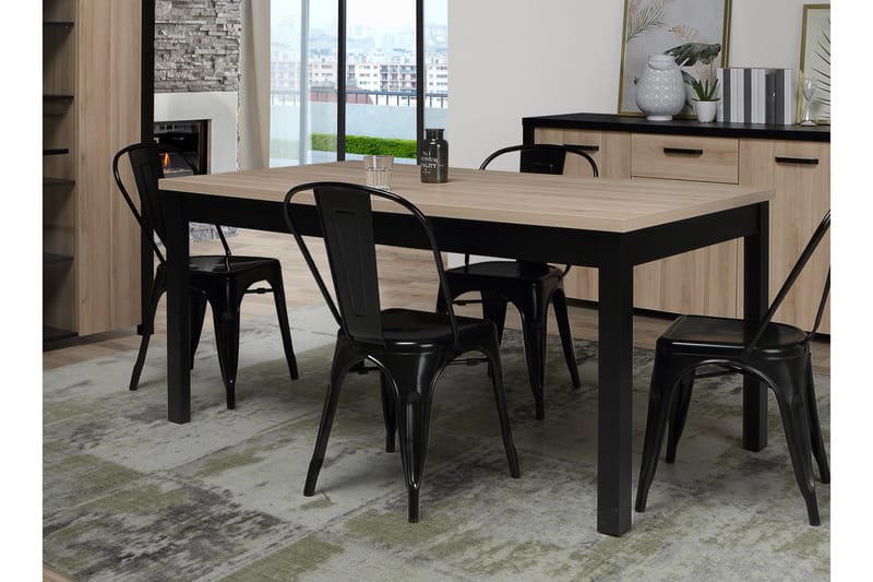 Konitsa Udvideligt Matbord 160 cm - Brun/Sort - Møbler - Borde - Spisebord og køkkenbord