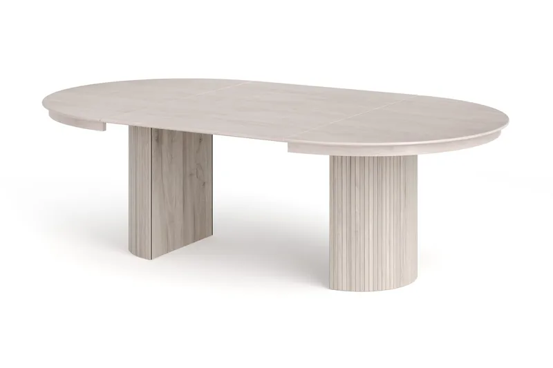 Kopparbo rundt spisebord, forlængeligt 140-240 cm finer, Hvidlaseret