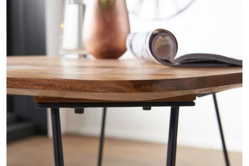 Kristl Firkantet Spisebord 80 cm i Træ med Metalben - Brun - Møbler - Borde - Spisebord og køkkenbord