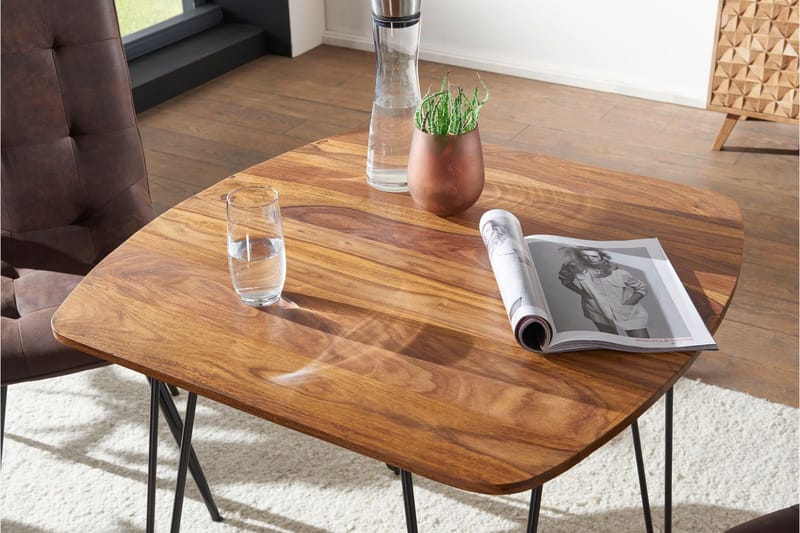 Kristl Firkantet Spisebord 80 cm i Træ med Metalben - Brun - Møbler - Borde - Spisebord og køkkenbord