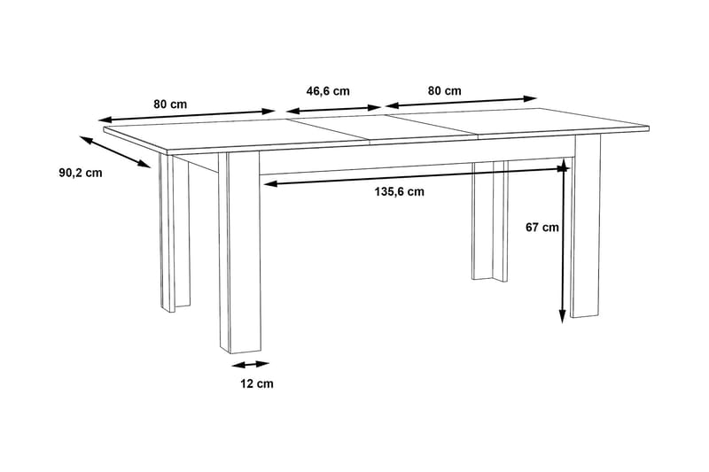 Kulatas Udvideligt Matbord 160 cm - Brun - Spisebord og køkkenbord