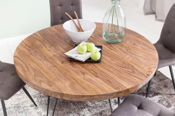 Langner Rundt Spisebord 120 cm i Træ med Metalben - Brun - Møbler - Borde - Spisebord og køkkenbord