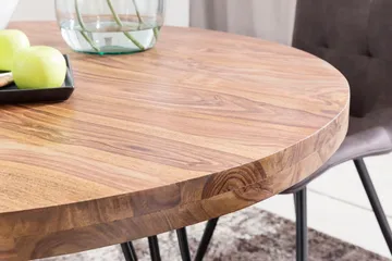 Langner Rundt Spisebord 120 cm i Træ med Metalben - Brun - Møbler - Borde - Spisebord og køkkenbord