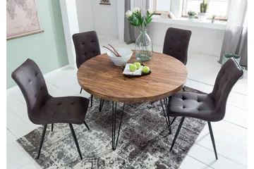Langner Rundt Spisebord 120 cm i Træ med Metalben - Brun - Møbler - Borde - Spisebord og køkkenbord