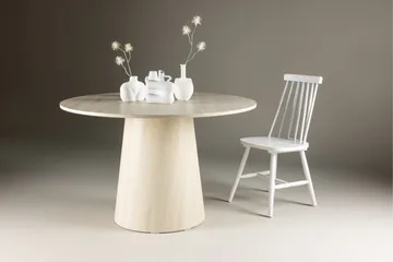 Lanzo Rundt Spisebord 120 cm - Whitewash - Møbler - Borde - Spisebord og køkkenbord