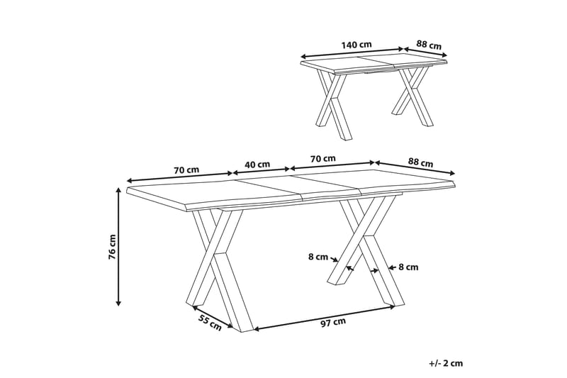 Lawtey Spisebord 180 cm Sammenfoldeligt - Lyse Træ/Sort - Møbler - Borde - Spisebord og køkkenbord
