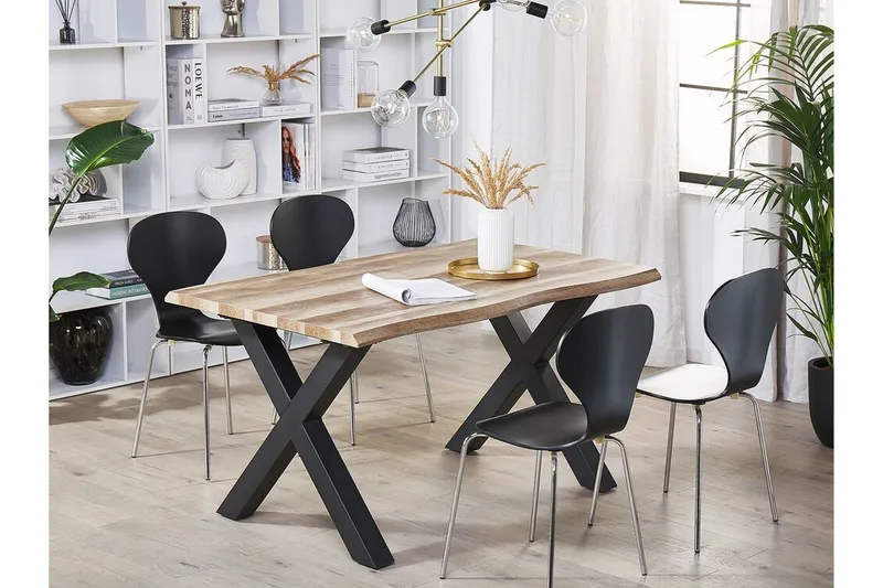 Lawtey Spisebord 180 cm Sammenfoldeligt - Lyse Træ/Sort - Møbler - Borde - Spisebord og køkkenbord