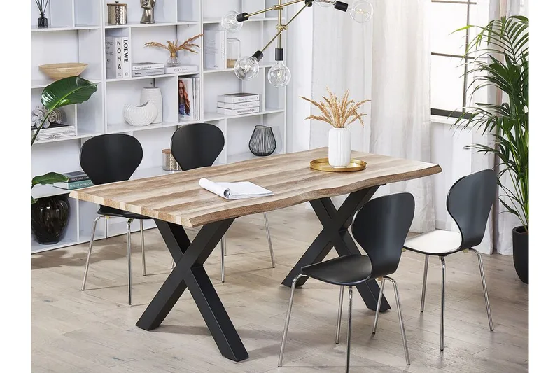 Lawtey Spisebord 180 cm Sammenfoldeligt - Lyse Træ/Sort - Møbler - Borde - Spisebord og køkkenbord