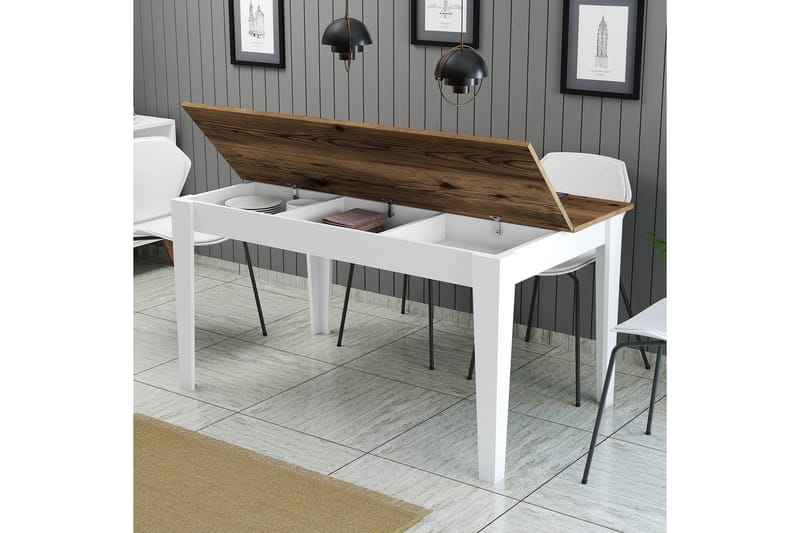 Lissione Spisebord 145x88 cm Brun/Hvid - Hanah Home - Møbler - Borde - Spisebord og køkkenbord