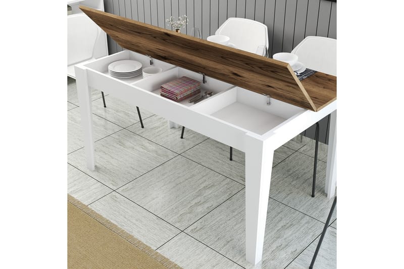 Lissione Spisebord 145x88 cm Brun/Hvid - Hanah Home - Møbler - Borde - Spisebord og køkkenbord
