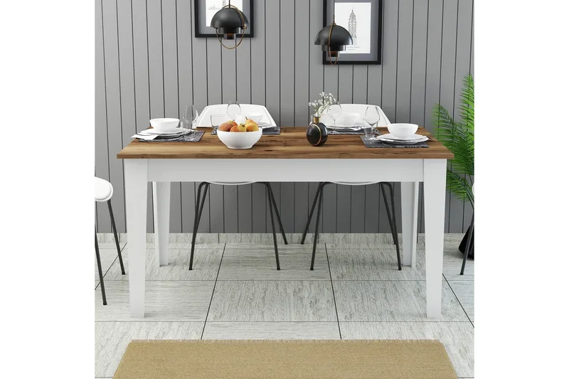 Lissione Spisebord 145x88 cm Brun/Hvid - Hanah Home - Møbler - Borde - Spisebord og køkkenbord