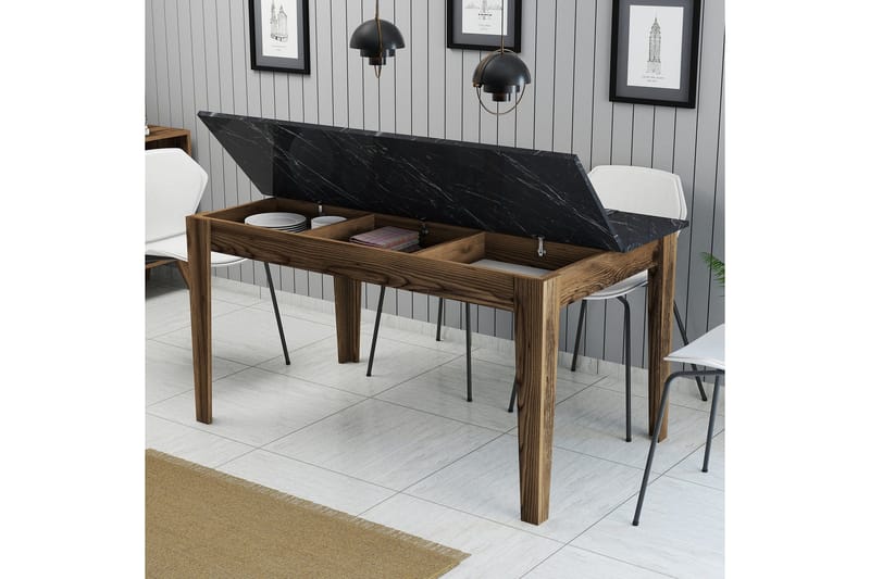 Lissione Spisebord 145x88 cm Brun/Sort - Hanah Home - Møbler - Borde - Spisebord og køkkenbord
