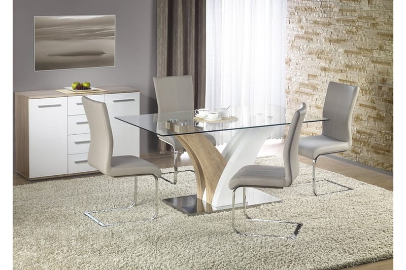 Lorna Spisebord 160 cm - Hvid/Eg - Spisebord og køkkenbord