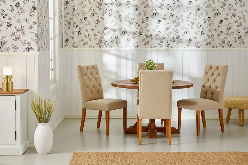 Lyon Rundt Lille Spisebord Vintage 120 cm - Natur - Møbler - Borde - Spisebord og køkkenbord