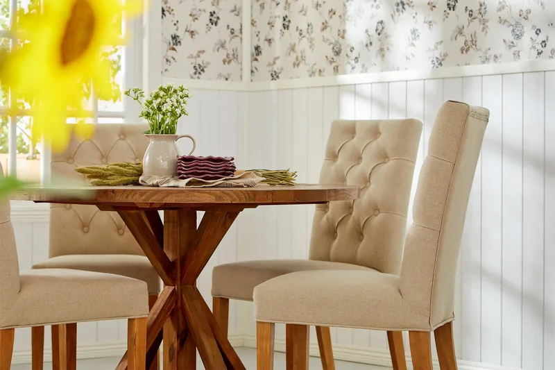 Lyon Rundt Lille Spisebord Vintage 120 cm - Natur - Møbler - Borde - Spisebord og køkkenbord