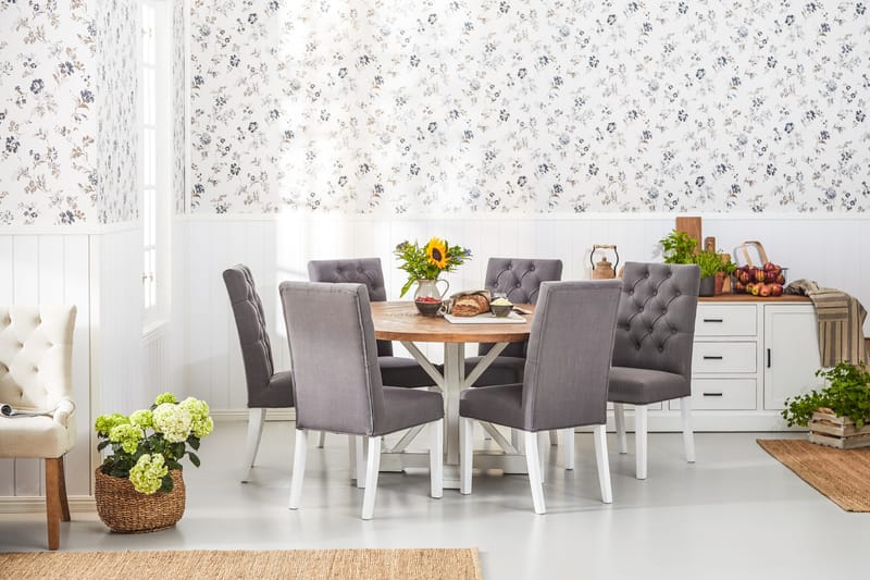 Lyon Rundt Spisebord 150 cm - Vintage Natur/Hvid - Møbler - Borde - Spisebord og køkkenbord