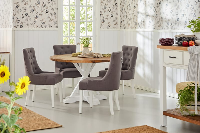 Lyon Spisebord 120 cm Rund - Natur/Hvid - Spisebord og køkkenbord