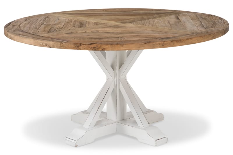 Lyon Spisebord 150 cm Rund - Vintage Natur/Hvid - Spisebord og køkkenbord