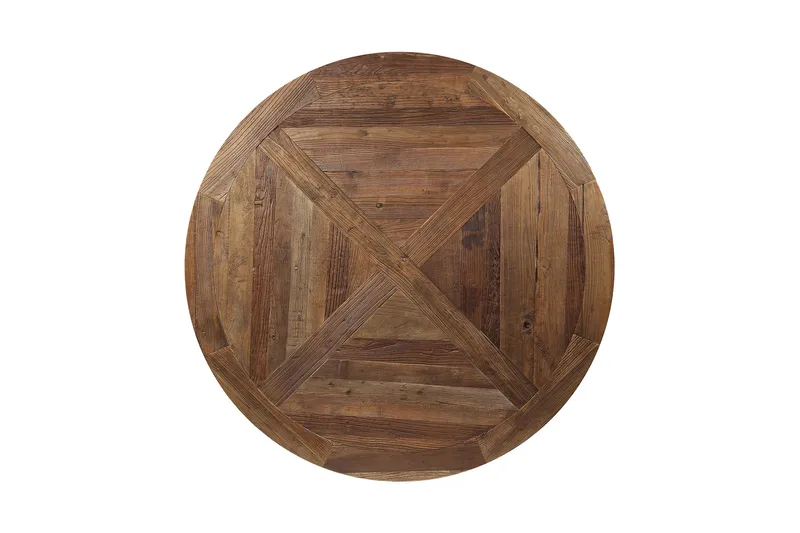 Lyon Vintage Rundt Spisebord 150 cm i Genbrugt Fyr til 6 Personer - Brun - Møbler - Borde - Spisebord og køkkenbord