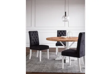 Lyon Vintage Rundt Spisebord 150 cm i Genbrugt Fyr til 6 Personer - Natur|Hvid - Møbler - Borde - Spisebord og køkkenbord