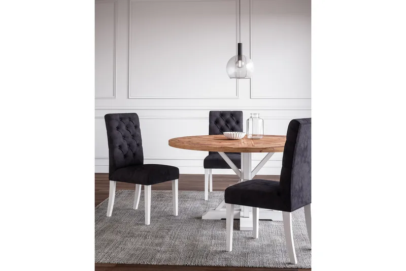 Lyon Vintage Rundt Spisebord 150 cm i Genbrugt Fyr til 6 Personer - Natur|Hvid - Møbler - Borde - Spisebord og køkkenbord