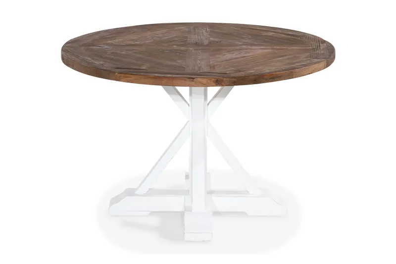 Lyon Vintage Spisebord 120 cm Rund, Natur/Hvid