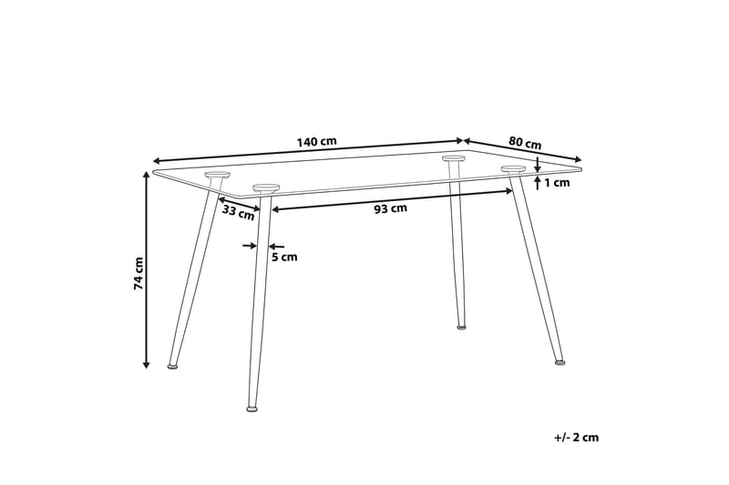 Maceys Spisebord 140 cm - Glas/Sort - Møbler - Borde - Spisebord og køkkenbord