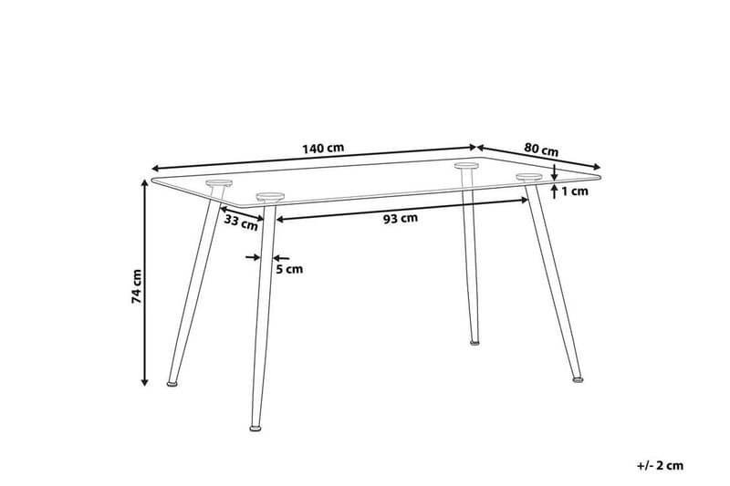 Maceys Spisebord 140 cm - Glas/Sort - Møbler - Borde - Spisebord og køkkenbord