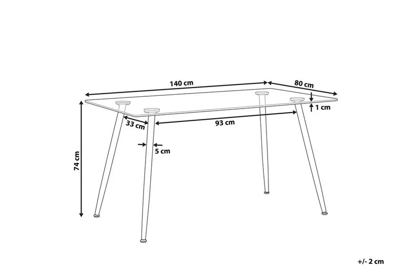 Maceys Spisebord 140 cm - Glas/Sort - Møbler - Borde - Spisebord og køkkenbord