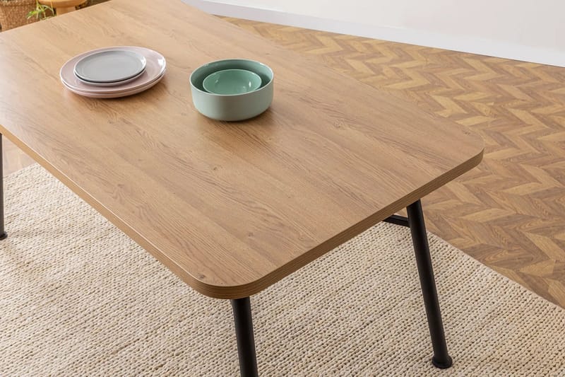 Makwana Rektangulært Spisebord 160 cm i Træ med Metalben - Nature - Møbler - Borde - Spisebord og køkkenbord