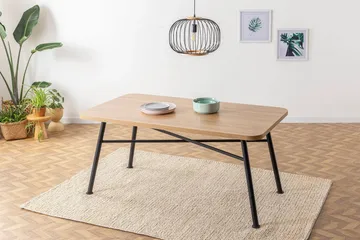 Makwana Rektangulært Spisebord 160 cm i Træ med Metalben - Nature - Møbler - Borde - Spisebord og køkkenbord
