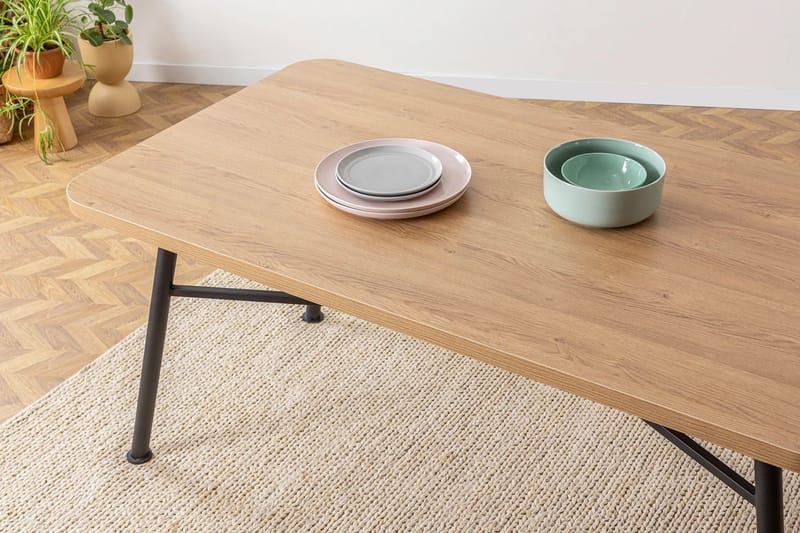Makwana Rektangulært Spisebord 160 cm i Træ med Metalben - Nature - Møbler - Borde - Spisebord og køkkenbord