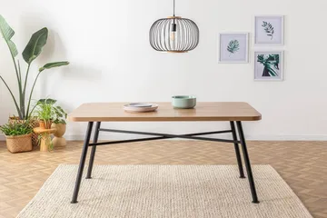 Makwana Rektangulært Spisebord 160 cm i Træ med Metalben - Nature - Møbler - Borde - Spisebord og køkkenbord