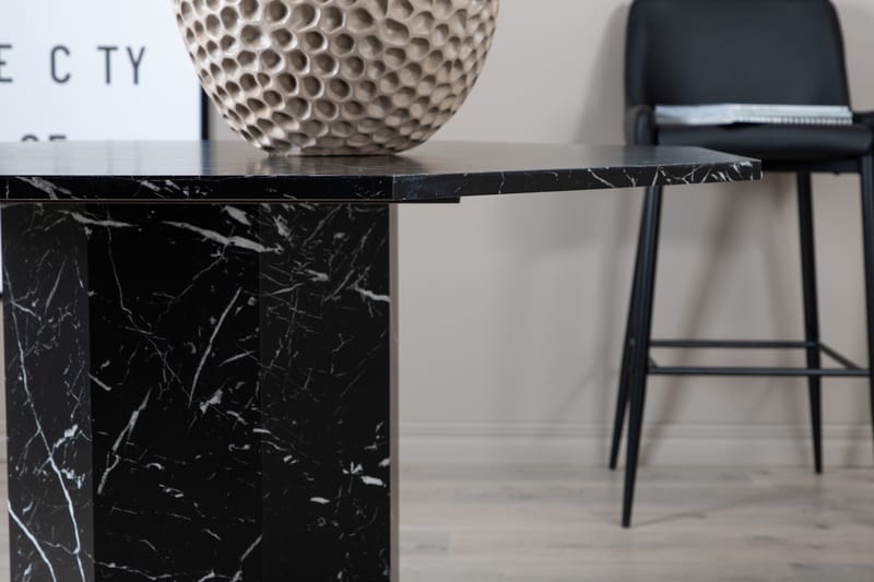 Marbs Ottekantet Spisebord 110 cm i Træ med Marmorlook - Sort - Møbler - Borde - Spisebord og køkkenbord