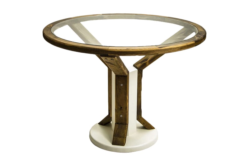 Massive Design Bord Rundt Glas - Træ - Spisebord og køkkenbord