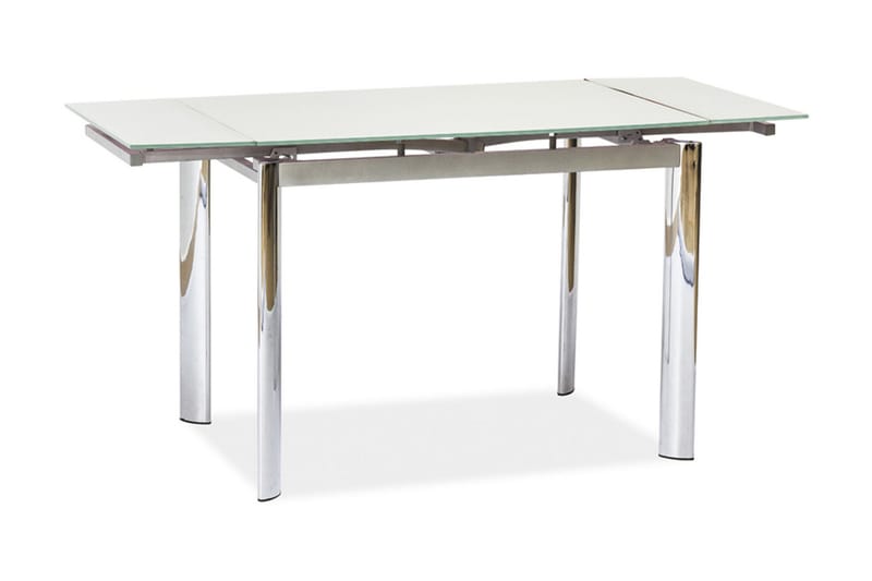 Mecula Udvideligt Spisebord 100 cm - Glas/Hvid/Sølv - Spisebord og køkkenbord