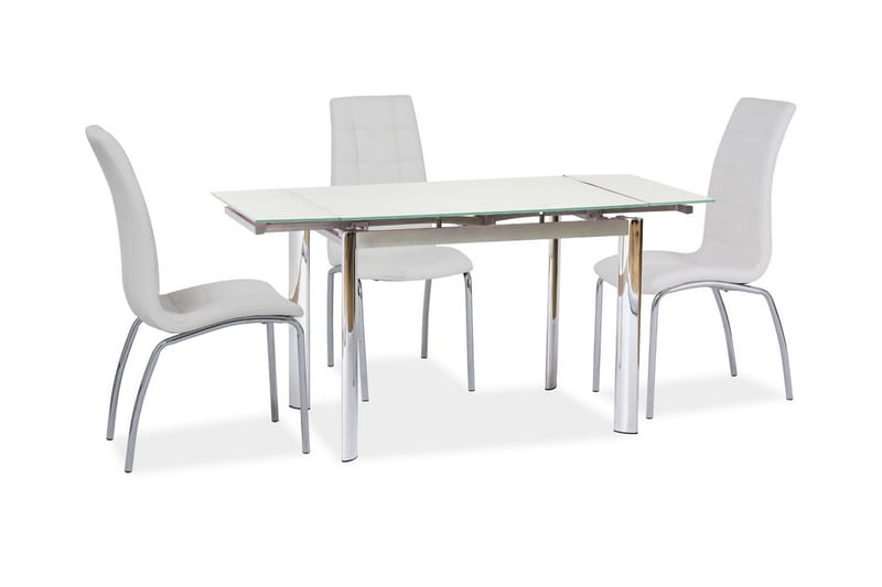Mecula Udvideligt Spisebord 100 cm - Glas/Hvid/Sølv - Spisebord og køkkenbord