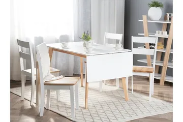 Medio Udtrækkeligt Rektangulært Spisebord 120–155 cm i Træ - Hvid - Møbler - Borde - Spisebord og køkkenbord