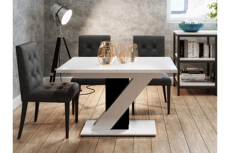 Meva Spisebord 120 cm - Hvid/Sort - Møbler - Borde - Spisebord og køkkenbord