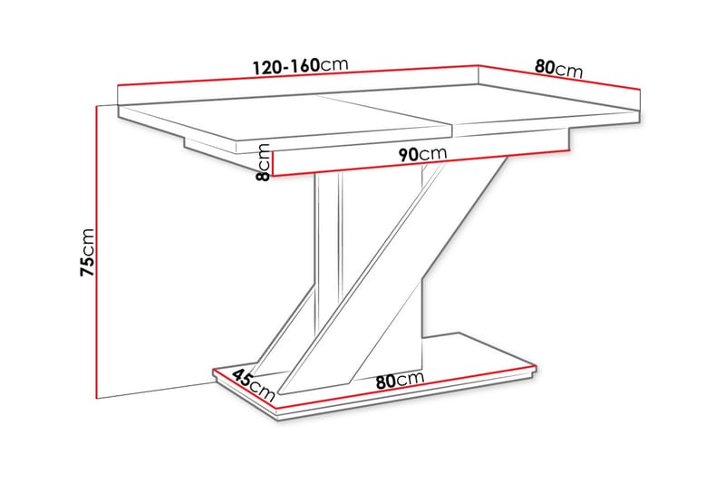 Meva Spisebord 120 cm - Hvid/Sort - Spisebord og køkkenbord